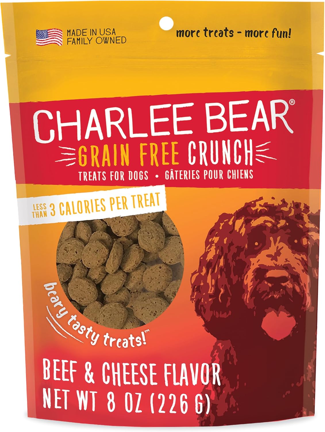 Charlee Bear Grain Free Dog Treats, Beef & Cheese, 8 oz
