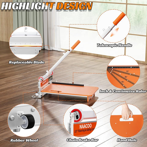 NAACOO 13" Heavy Laminate Floor Cutter with Wheel, 13MM Vinyl Plank Cutter