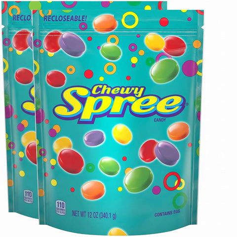 Wonka Spree Original Hard Candy, Resealable Bag, 12 Ounce Bag Full Size (Pack of 2)