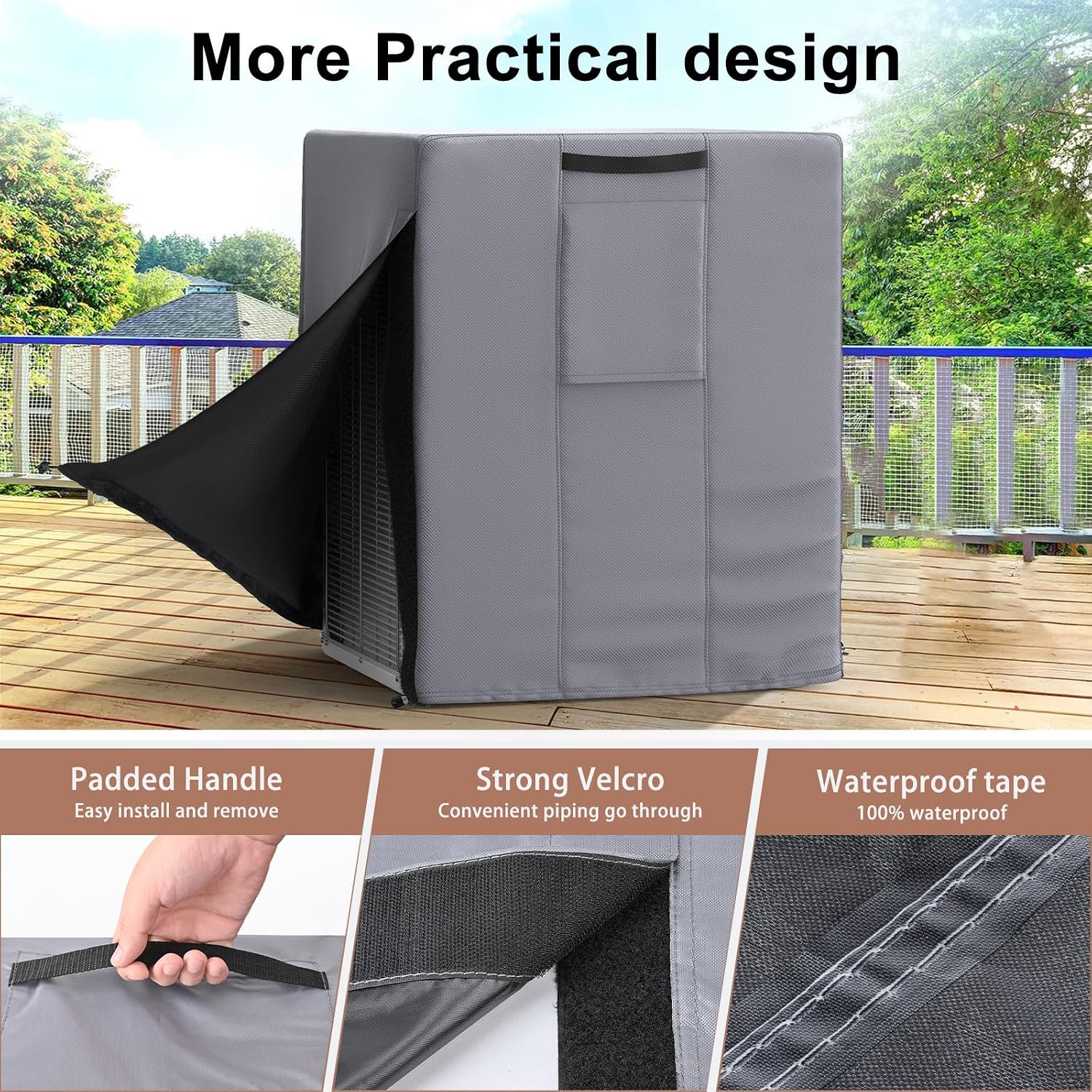 Mrrihand Central Air Conditioner Cover for Outside Units Waterproof Heavy Duty AC Unit for Outdoor Large AC Cover for Winter (30"X30"X32")-Grey