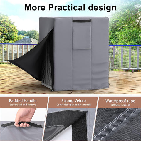 Mrrihand Central Air Conditioner Cover for Outside Units Waterproof Heavy Duty AC Unit for Outdoor Large AC Cover for Winter (30"X30"X32")-Grey