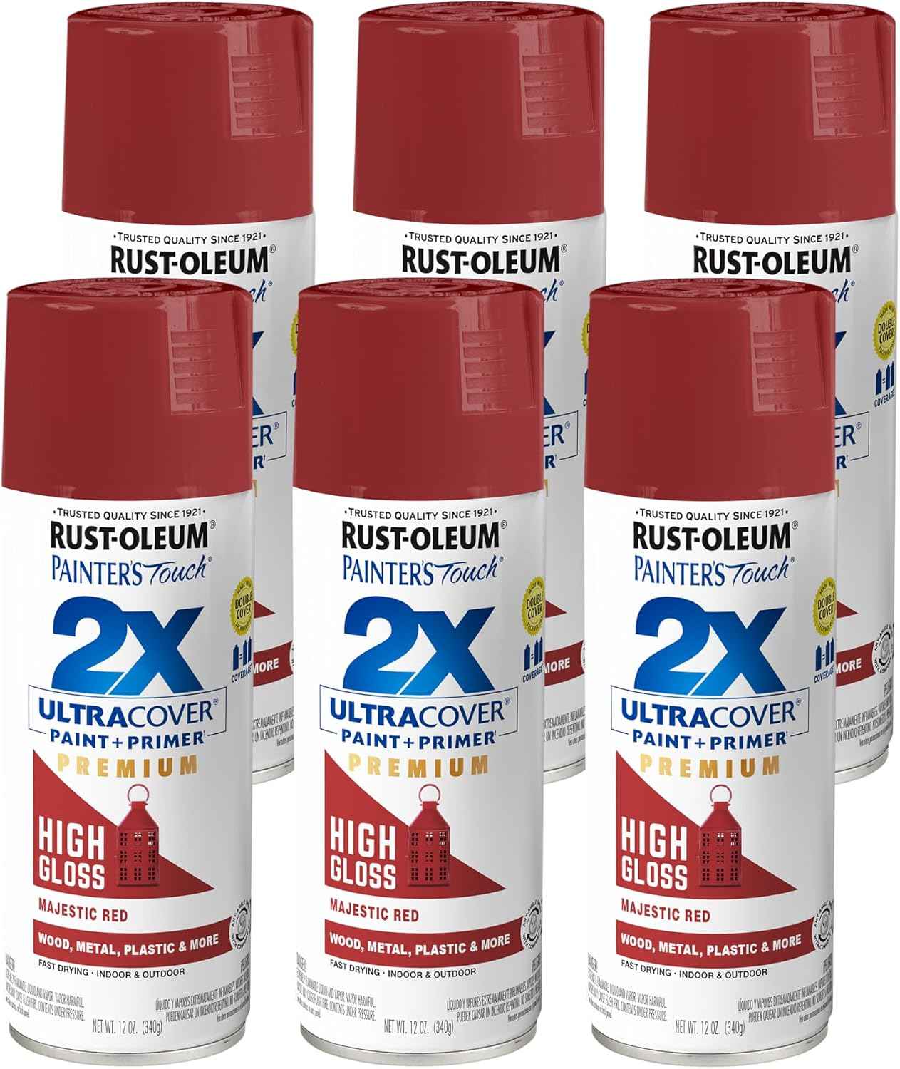 Rust-Oleum Painter's Touch 2X Ultra Cover Spray Paint, Majestic Red