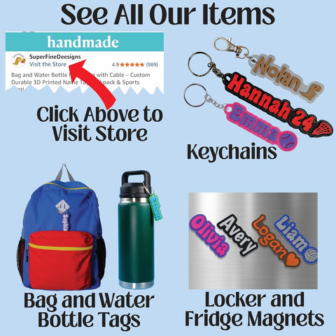 SuperFineDeesigns Bag & Water Bottle Name Tag