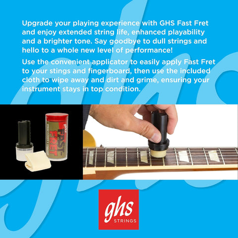 GHS Fast Fret – String Cleaner & Lubricant for Electric, Acoustic & Bass Guitars – Long-Lasting Tone, Smooth Playability, Reduces Finger Noise, Protects Strings & Fingerboards - Model: A87 (5 - PACK)