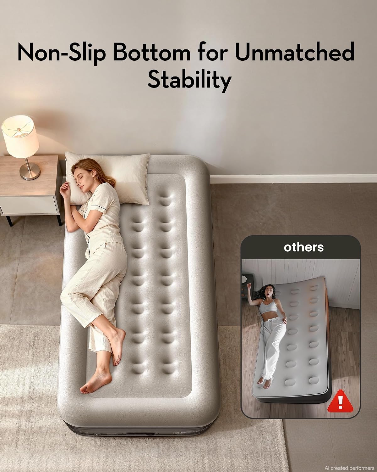 OhGeni Twin Air Mattress with Built in Pump, 18" Raised Blow Up Bed, 500lb