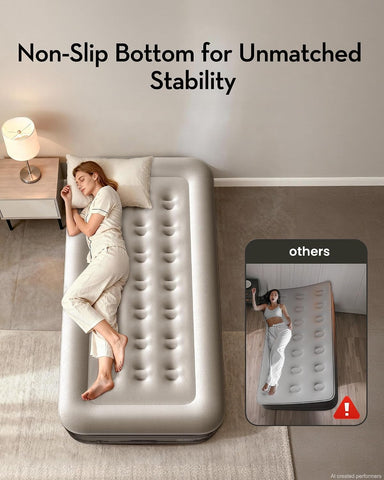 OhGeni Twin Air Mattress with Built in Pump, 18" Raised Blow Up Bed, 500lb