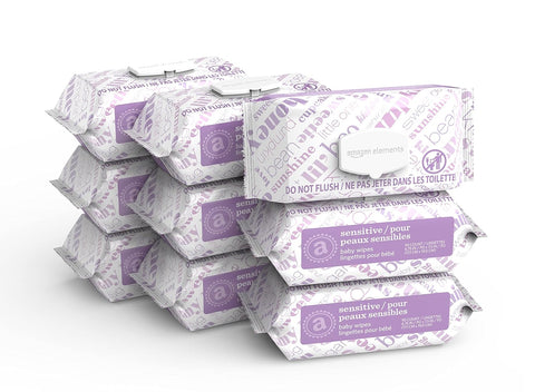 Amazon Elements Baby Wipes, Sensitive, 810 Count Flip-Top Packs