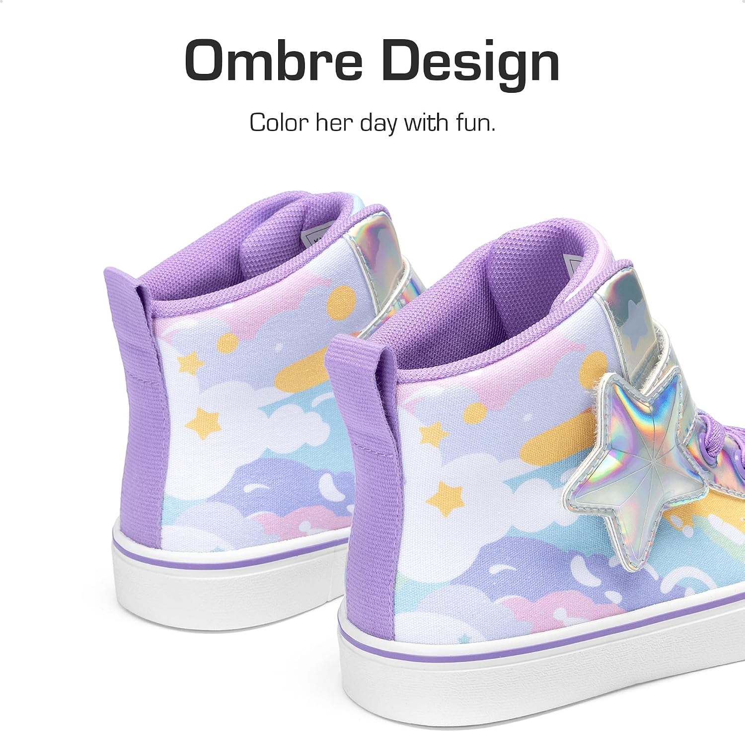 DREAM PAIRS Girls High Top Sneakers Star Casual Shoes