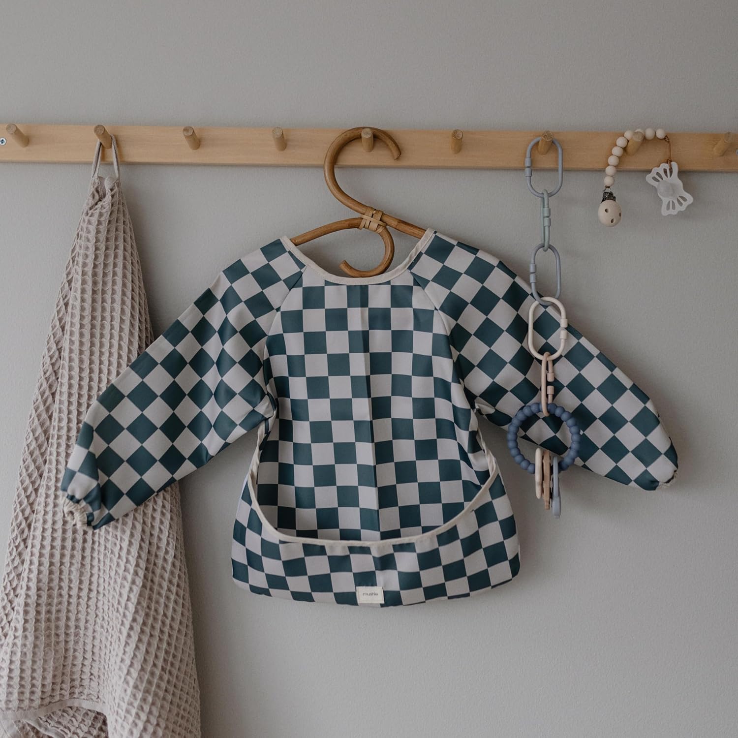 mushie Long Sleeve Baby Bib | Water Resistant Adjustable Fit