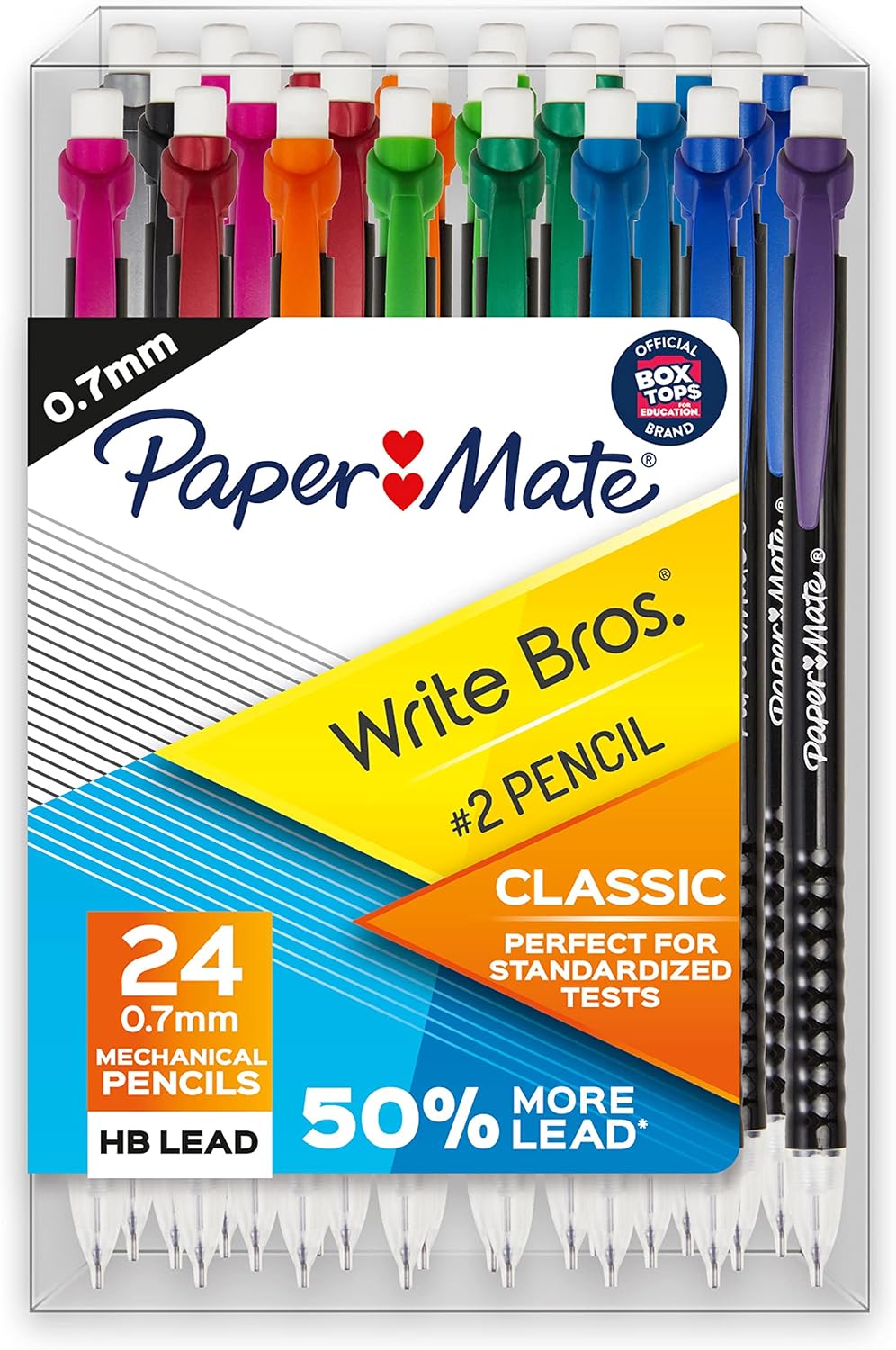 Paper Mate Mechanical Pencils, Write Bros. Classic Number 2 Pencil, 0.7mm, 24 Count - Classroom Supplies, Back to School, Great for Standardized Tests