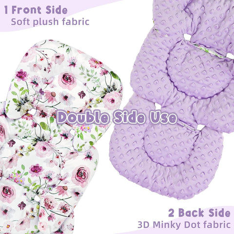 GFU Infant Car Seat Insert Head and Body Support with 2 Strap Pads Purple
