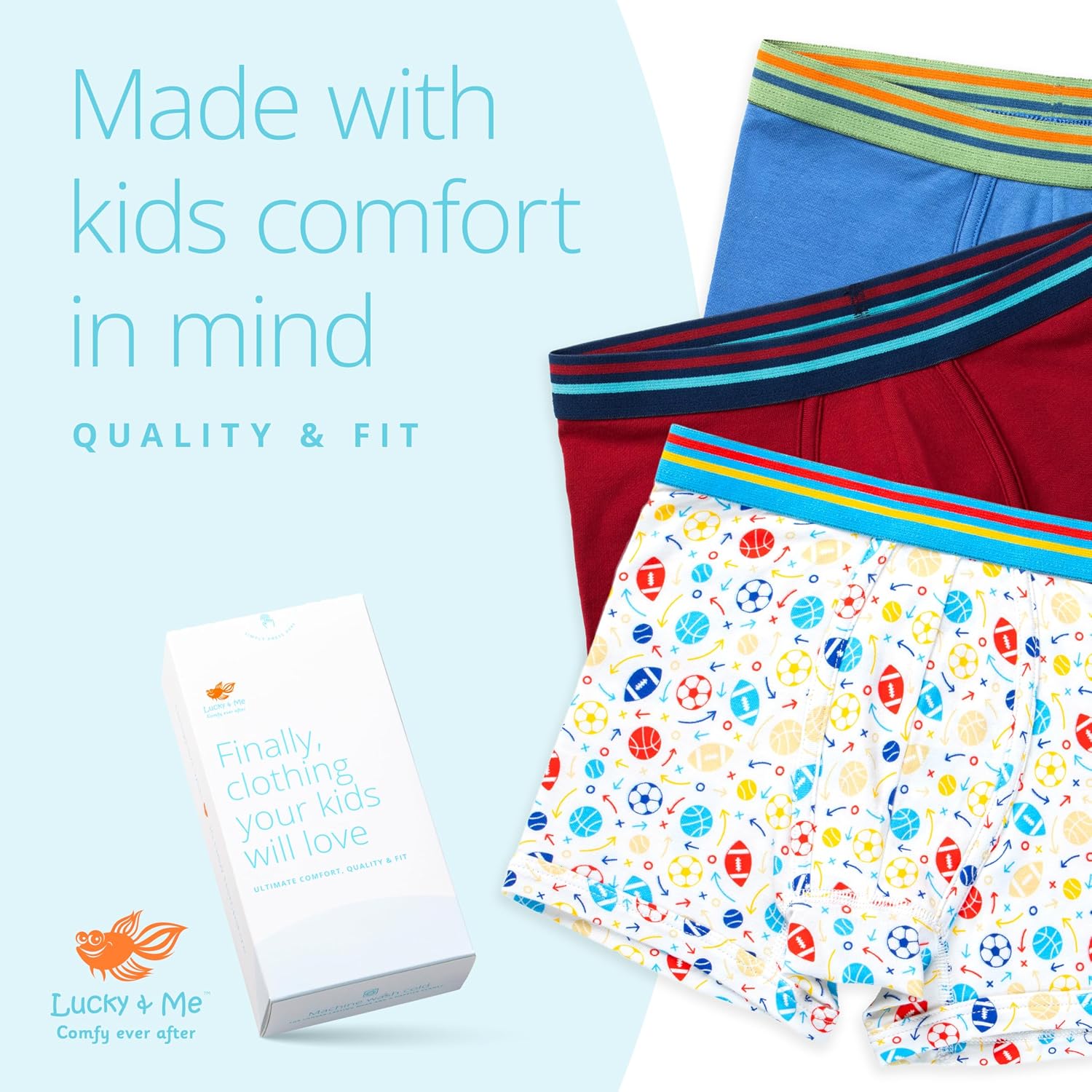 Lucky & Me | Jameson Performance Boy Boxer Briefs | Ultra Soft Cotton | 5 Pack