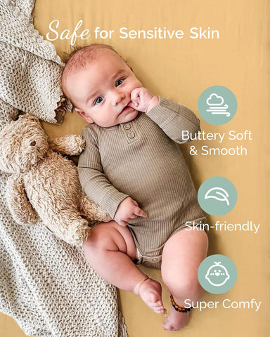 Bassinet Fitted Sheets Compatible with Halo Bassinest Swivel Sleeper Mattress - Buttery Soft, Silky Comfort, Premium Stretchy Jersey Bassinet Sheets - Burnt Orange+Mustard Yellow+ Gray, 3 Pack