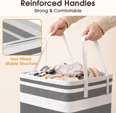 HomeHacks 2 Pack Large Laundry Baskets, Laundry Hampers Bags (Grey 75Lx2)