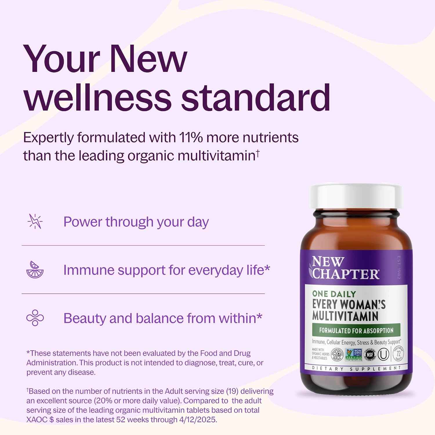 New Chapter Every Woman's One Daily Multivitamin, 72 Tablets | Whole-Food Fermented Nutrients for Bone, Cellular Energy, and Immune Support, No Added Sugar, Vegetarian and Gluten Free