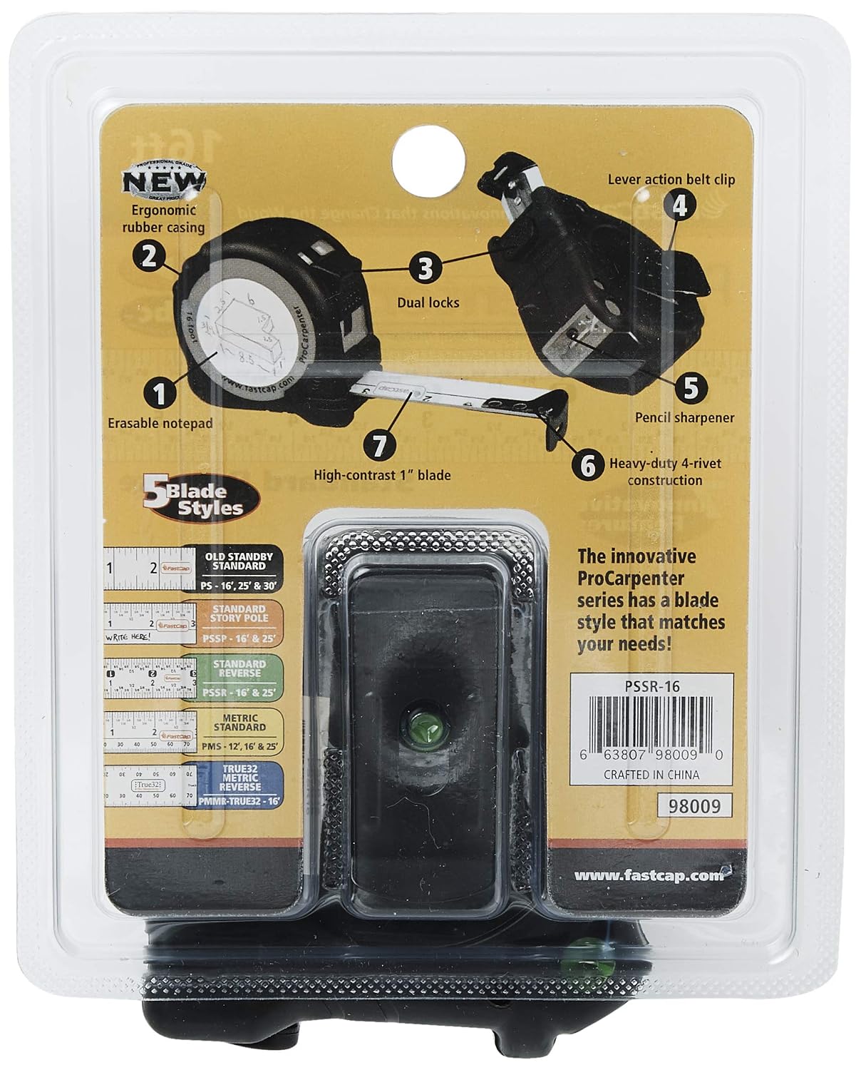 FastCap ProCarpenter Standard Reverse Measuring Tape, 16 Foot