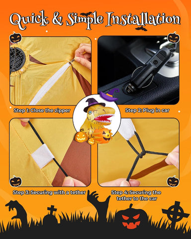 3.44 FT Trunk or Treat Car Decorations Kit with 4 LEDs for Car Yellow