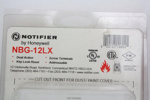 Notifier NBG-12LX Fire Alarm Addressable Pull Station Key Lock Red