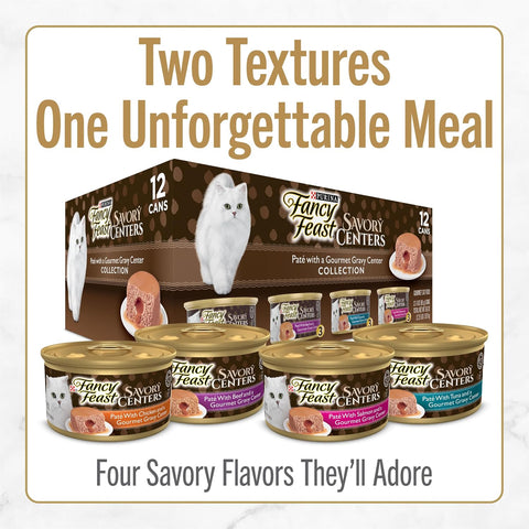 Fancy Feast Purina Savory Centers Wet Cat Food, 3 oz. Cans, 24-Pack