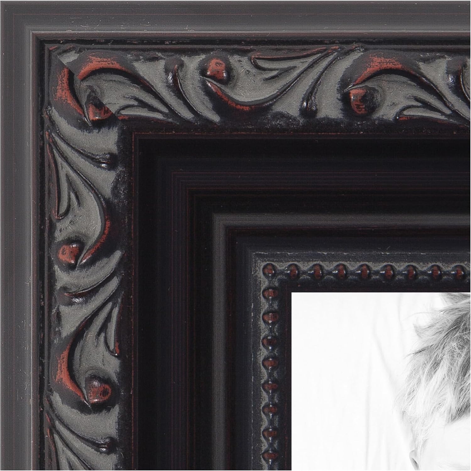 ArtToFrames 12x16 inch Black with Beads Wood Picture Frame, WOMD10188-12x16