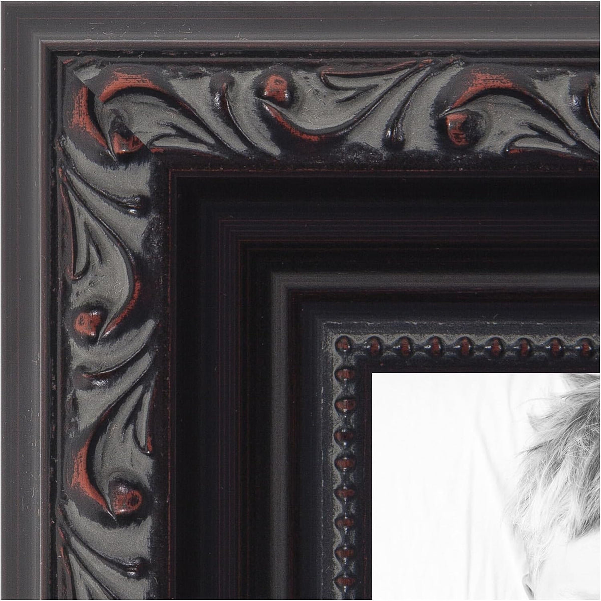 ArtToFrames 12x16 inch Black with Beads Wood Picture Frame, WOMD10188-12x16