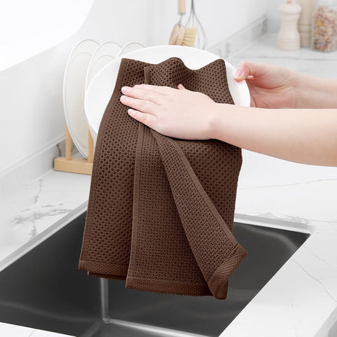 Homaxy 100% Cotton Waffle Weave Kitchen Dish Towels 6-Pack, Coffee