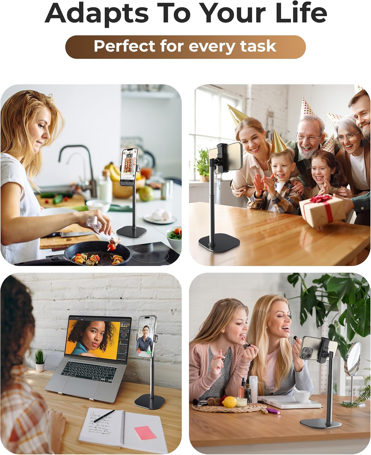 COOPER ChatStand Sturdy Cell Phone Holder, iPhone Stand for Desk, Recording