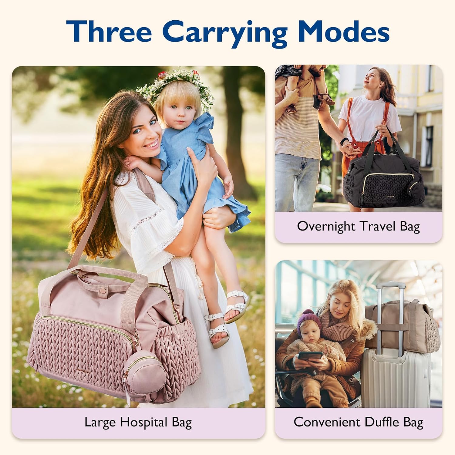 mommore Diaper Bag Tote Large Travel Baby Bag with Pacifier Case