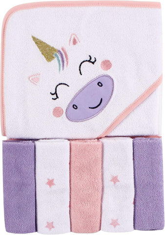 Luvable Friends Unisex Baby Hooded Towel with Five Washcloths, Boy Fox, One Size