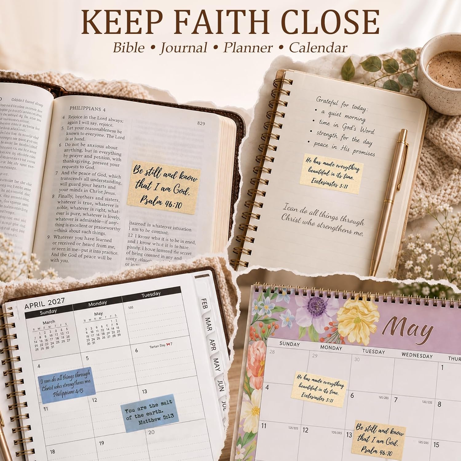 Bible Verse Stickers, Vintage Christian Quotes (240 PCS (Double Mix 3))
