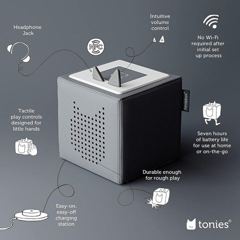Toniebox 1 Audio Player Starter Set with Playtime Puppy - Listen, Learn, and Play with One Huggable Little Box - Gray
