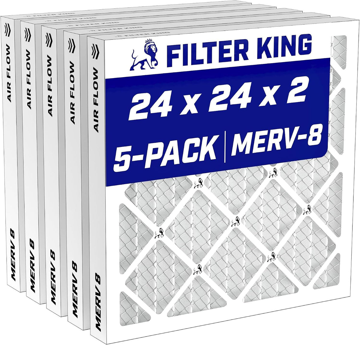 Filter King 24x24x2 Air Filter MERV 8, AC Furnace Filters (5-Pack)