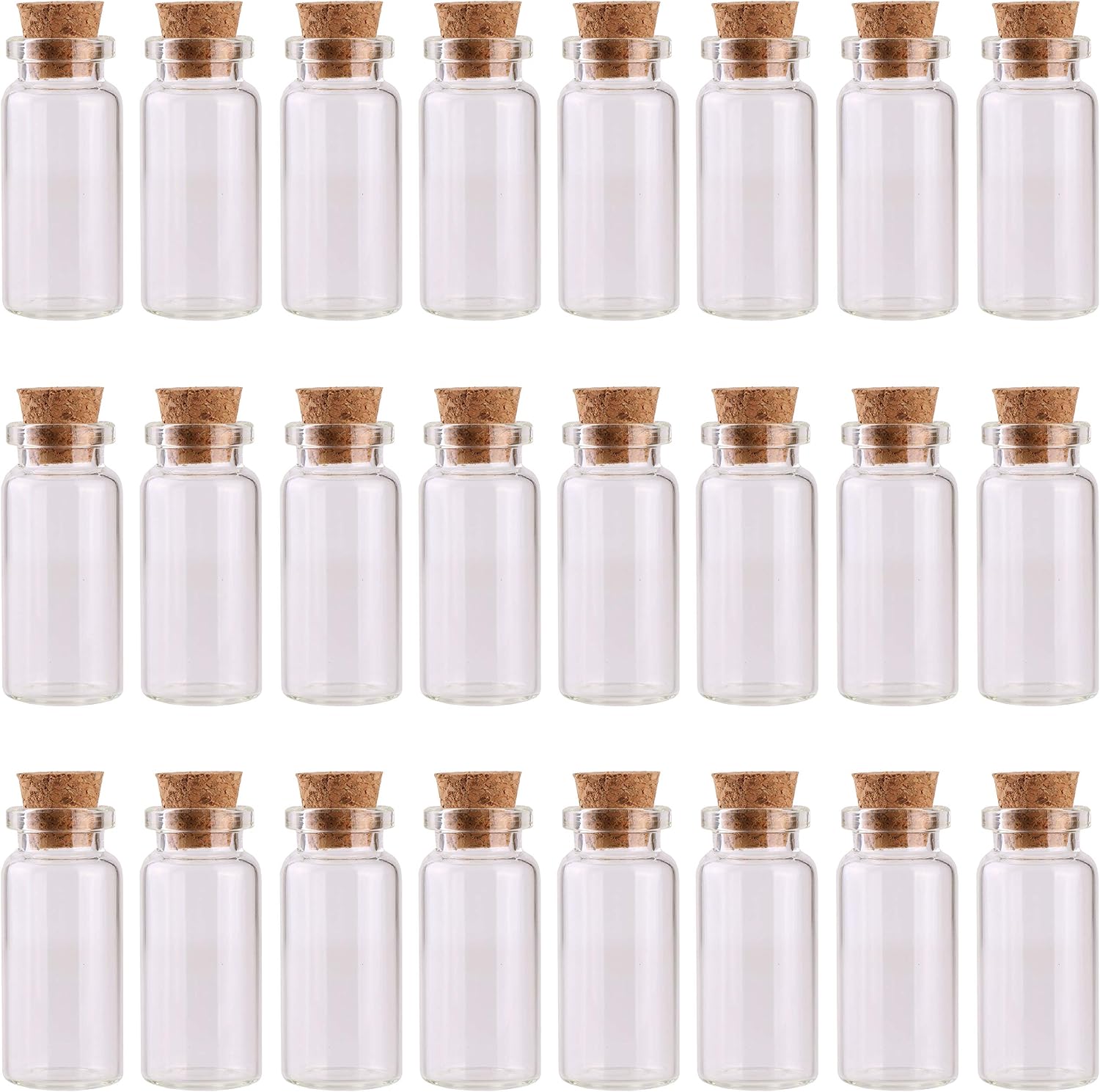 MaxMau 24PCS 10ml Glass Bottles Mini Vials with Cork Stoppers for DIY Decor