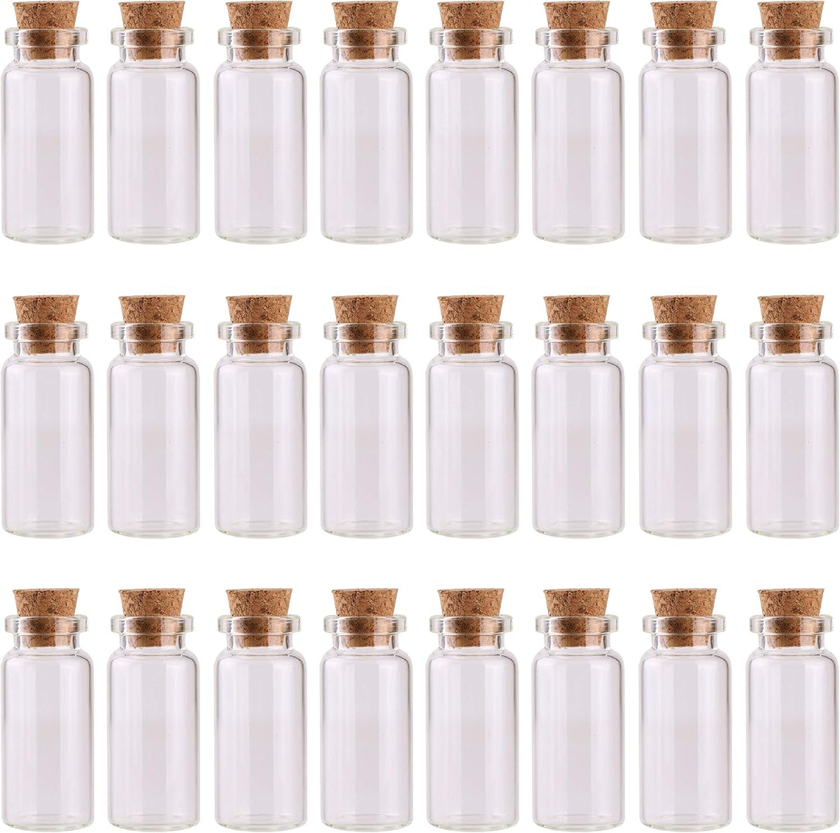 MaxMau 24PCS 10ml Glass Bottles Mini Vials with Cork Stoppers for DIY Decor