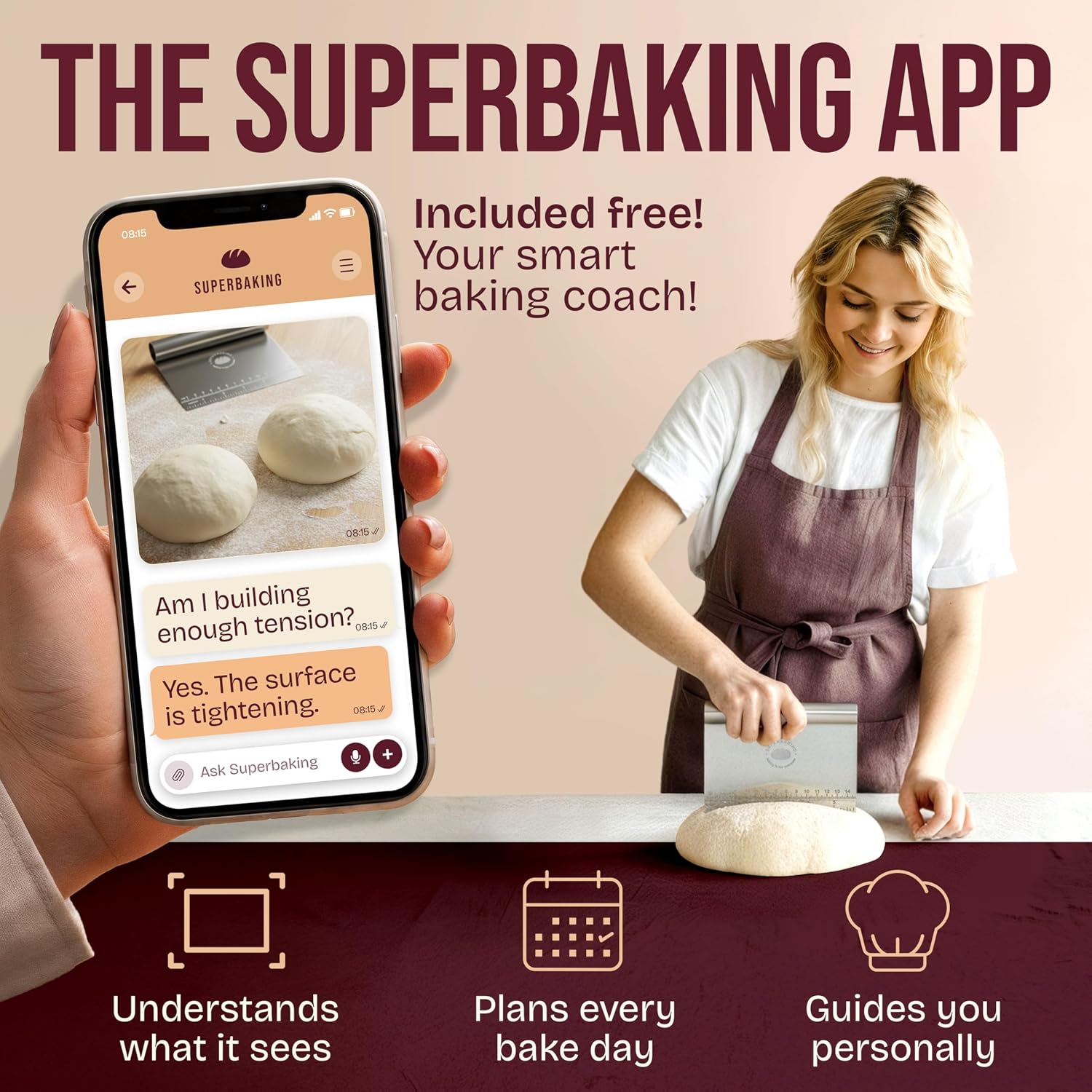 Superbaking Multipurpose Bench Scraper, 6" Grill & Dough Scraper with Ruler