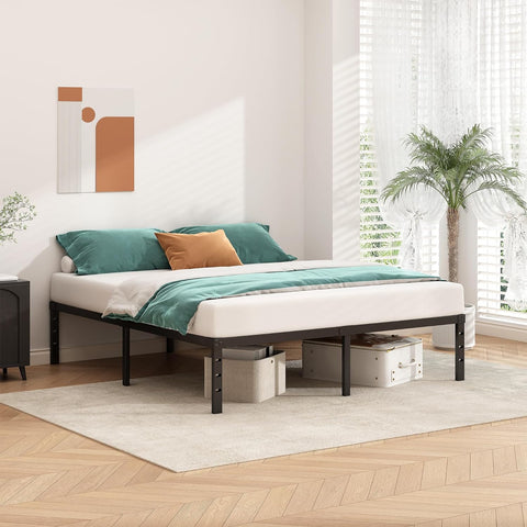 HLIPHA Metal Platform Bed Frame 14 Inch Tall,No Box Spring Needed,Full Size Bed with Heavy Duty Strong Support Slats,Easy to Assemble,Black