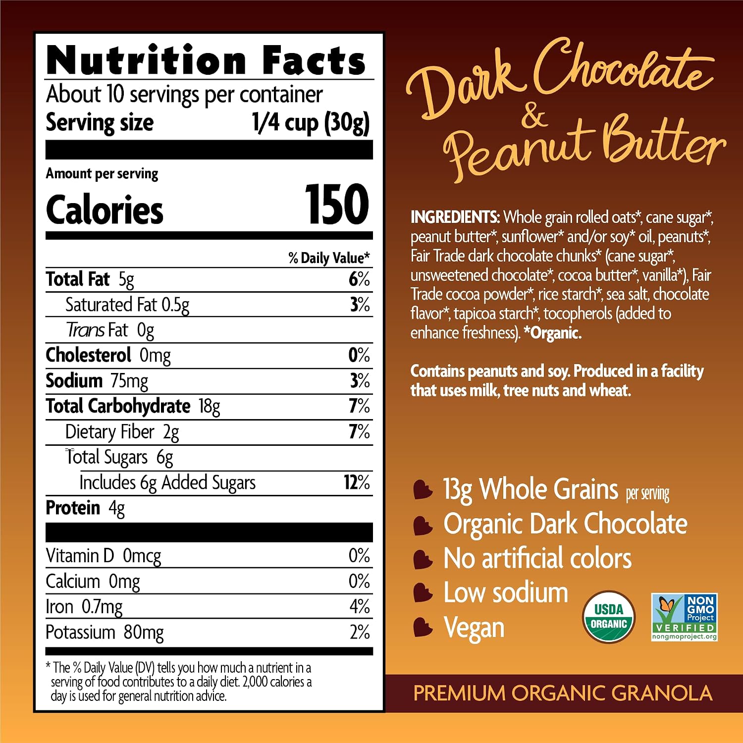 Love Crunch Dark Chocolate & Peanut Butter Granola, 11.5 oz (Pack of 6)