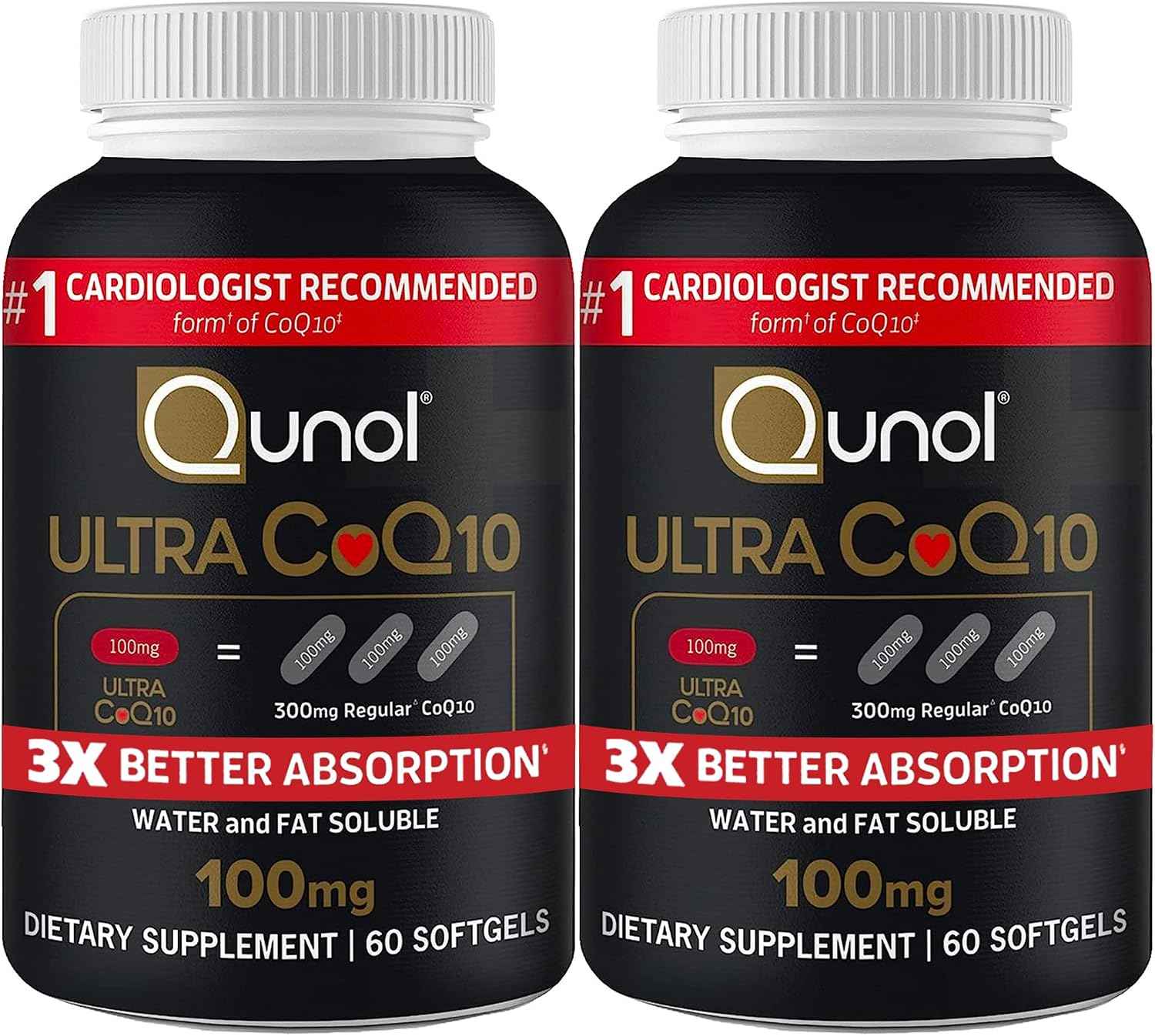 Qunol Ultra CoQ10 100mg, 3X Better Absorption, Antioxidant, 120 Softgels | #1 Cardiologist Recommended Supplement for Heart Health, Coenzyme Q10 Supplement to support Vascular Health & Cellular Energy