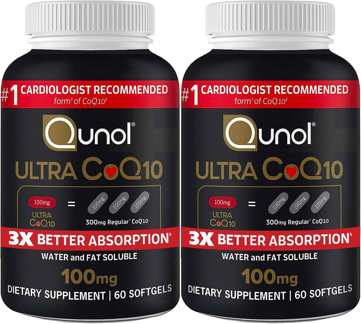 Qunol Ultra CoQ10 100mg, 3X Better Absorption, Antioxidant, 120 Softgels | #1 Cardiologist Recommended Supplement for Heart Health, Coenzyme Q10 Supplement to support Vascular Health & Cellular Energy