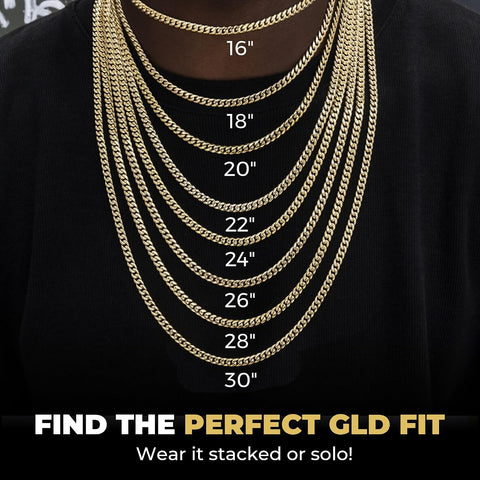 GLD Cuban Link Chain for Men and Women - Gold-Plated Micro Cuban Chain with Premium Storage Travel Pouch - Snatch-Proof Clasp, Sweat-Proof and Fade-Resistant - Lifetime Quality, Designed in Miami