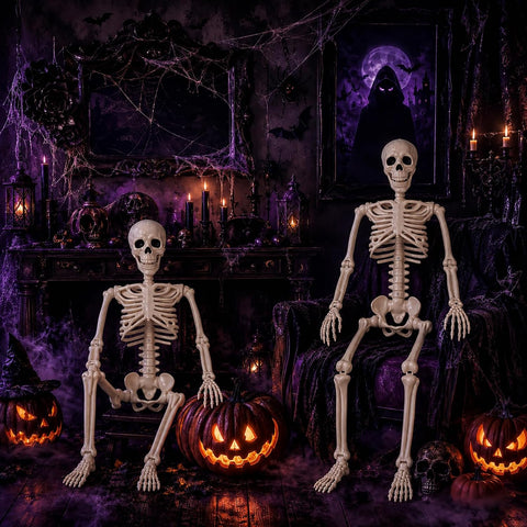 Abakuku 36" Halloween Skeleton Decorations,Human Bones for Halloween Party with Movable Joints,for Haunted Houses, Front Lawn, Graveyard Props