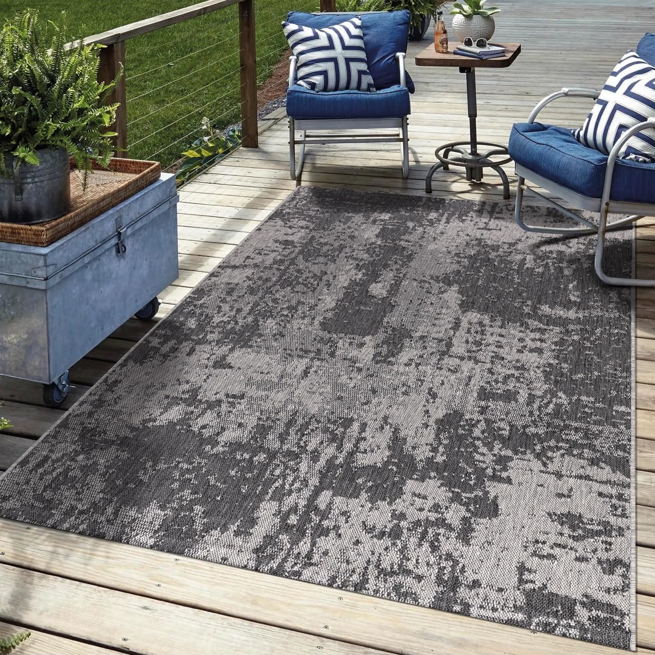Keen Home Design Waterproof Indoor Outdoor Area Rug 5x8, Patio Deck Porch