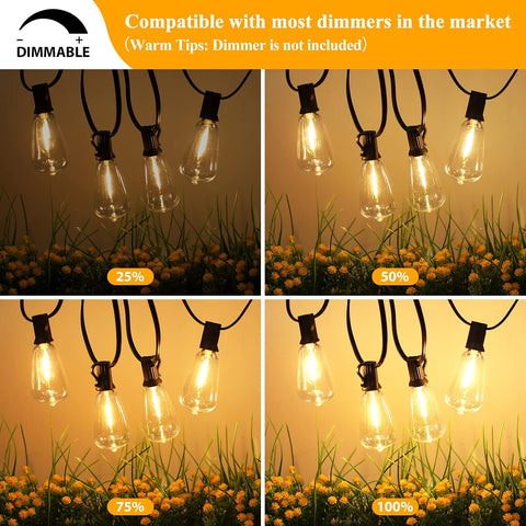 Brightever 120FT Outdoor String Lights 62 Bulbs, Waterproof Patio Lights
