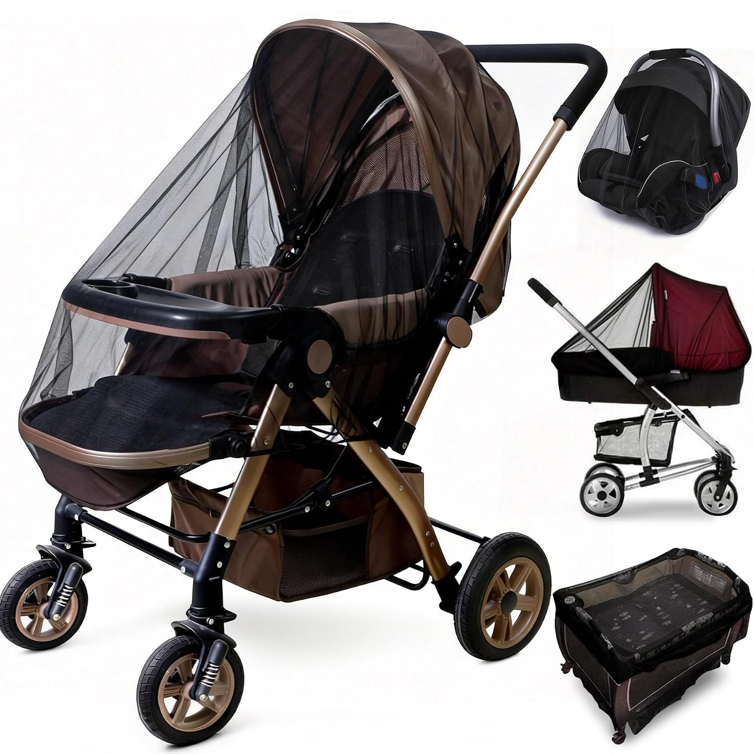Sysmie 2 Pack Baby Stroller Mosquito Net, Durable Mesh Protection, Black