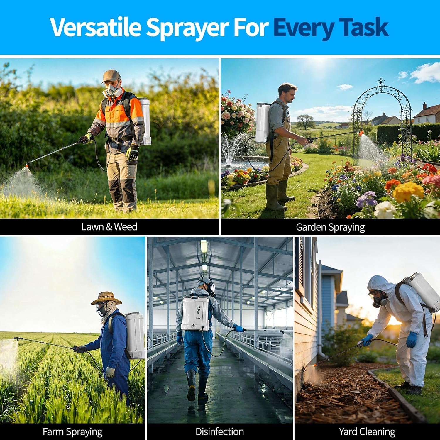 Battery Powered Backpack Sprayer 4 Gallon, 21V 2.6Ah Electric Sprayer