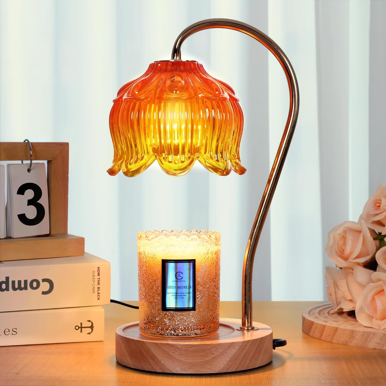 Flower Candle Warmer Lamp with Timer & Dimmer，Fall Decor for Home