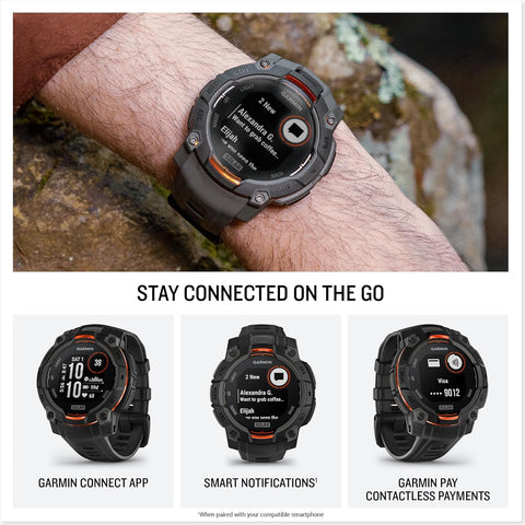 Garmin Instinct® 3 Solar, Rugged GPS Smartwatch, 45mm, Black