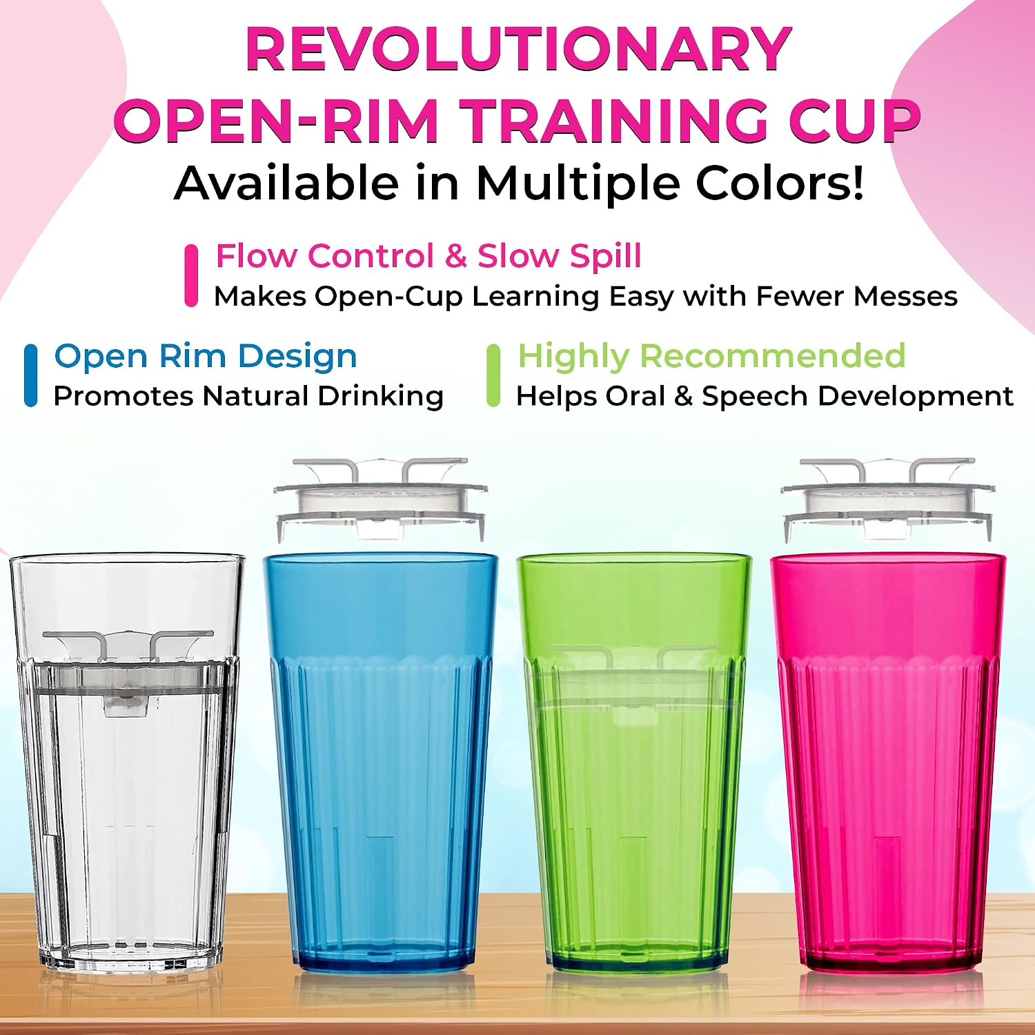 Reflo Smart Cup Bundle (Red 1-Pack) Toddler Transition Weaning Cup, Montessori Self-Feeding Training, Slow-Spill Open-top Design, BPA-Free, Made in USA, E-Guide via QR Code