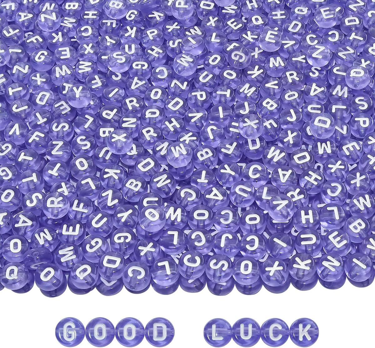 Looconi 1000pcs Purple Letter Beads White Alphabet Beads 7x4mm for Jewelry Making Bracelet Hair Braids Crafts Christmas Decorations