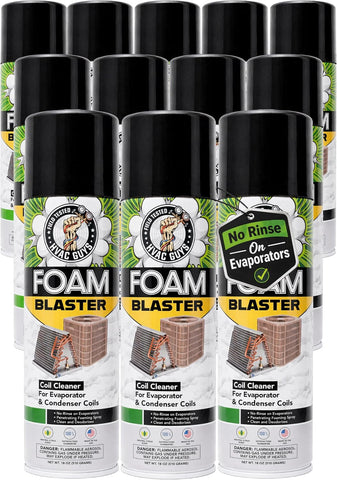 Leak Saver Foam Blaster AC Coil Cleaner Foam Spray | HVAC Coil Cleaner for AC Unit | Professional Deep-Penetrating Formula for Evaporator (No Rinse) & Condenser (Light Rinse) - 12 Pack